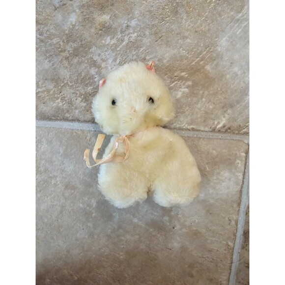 Vintage Eden Plush White Cat with Pink Ears Baby Rattle - Picture 3 of 3